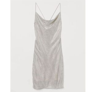 Divided H&M Shimmery Metallic Sleeveless mini Dress silver Sz S